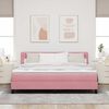 vidaXL LED Boxspringbett mit Matratze mit LED Rosa 180 x 200 cm Samt