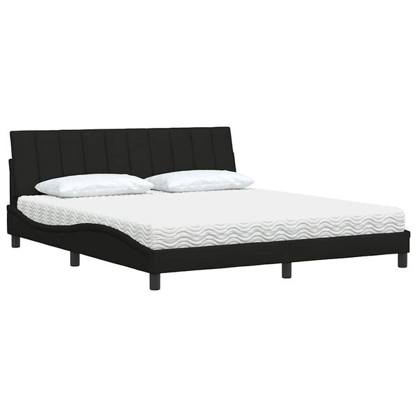 vidaXL Bett mit Matratze "Hanko" Schwarz 180x200 cm Stoff