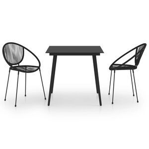 vidaXL 3-tlg. Garten-Essgruppe PVC Rattan Schwarz