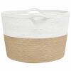 vidaXL W&auml;schekorb Beige und Wei&szlig; &Oslash;60x36 cm Baumwolle