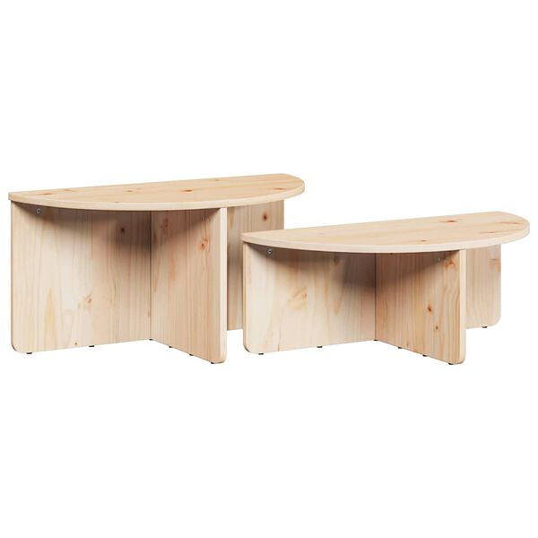 vidaXL Couchtisch 2 pcs Natur Massivholz Kiefer