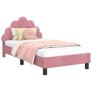 vidaXL Kinderbettgestell mit Kopfteil Rosa 80 x 160 cm Samt