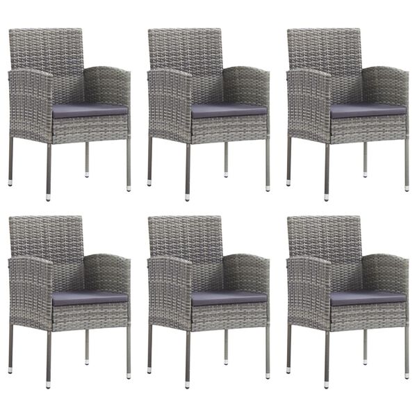 vidaXL 7-tlg. Garten-Essgruppe Grau und Schwarz Poly Rattan und Stahl