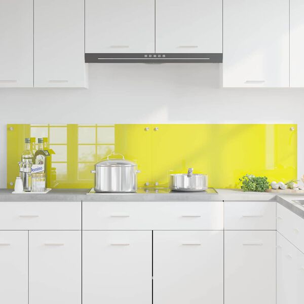vidaXL K&uuml;chenr&uuml;ckwand 2 pcs Gelb 90 x 40 cm Geh&auml;rtetes Glas