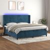 vidaXL Boxspringbett mit Matratze & LED Dunkelblau 200x200 cm Samt