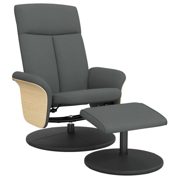 vidaXL Relaxsessel mit Fu&szlig;hocker Dunkelgrau Stoff