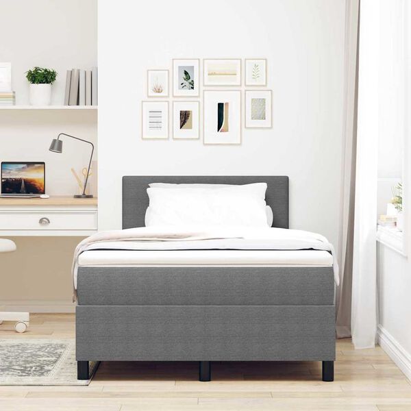 vidaXL Boxspringbett Hellgrau und Wei&szlig; 120 x 190 cm Cordstoff