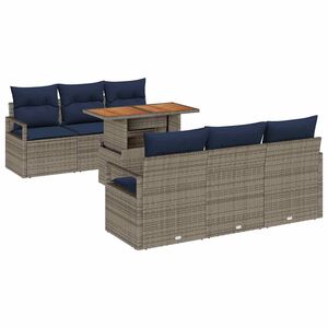vidaXL Garten-Sofa-Set 7 stk. 6-Sitzer Grau und Marineblau