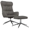 vidaXL Relaxsessel mit Hocker Grau Echtleder & Kunstleder