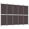 vidaXL 5-tlg. Paravent Braun 250x180 cm Stoff