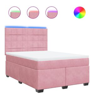 vidaXL Boxspringbett mit Matratze Rosa 140x190 cm Samt