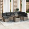vidaXL Garten-Sofa-Set mit Kissen mit Speicher 9 pcs Grau Poly Rattan