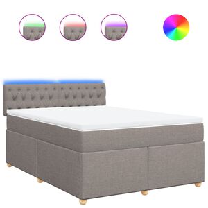 vidaXL Boxspringbett mit Matratze Taupe 140x200 cm Stoff