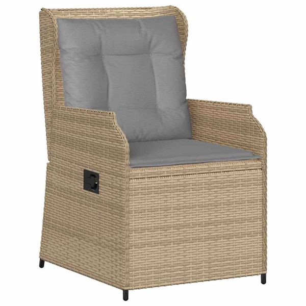 vidaXL Gartenbank mit Kissen 2 pcs Beige Poly Rattan