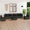 vidaXL 7-tlg. Garten-Lounge-Set mit Kissen Poly Rattan Grau