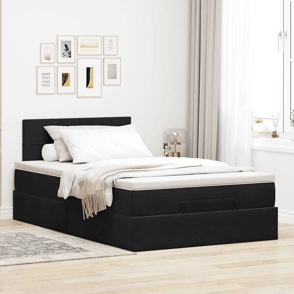 vidaXL Ottoman-Bett mit Matratze Schwarz 120x190 cm Samt