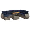 vidaXL 9-tlg. Garten-Sofagarnitur mit Kissen Grau Poly Rattan