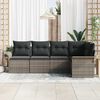 vidaXL Gartensofa-set mit Kissen 5 pcs Grau Poly-Rattan