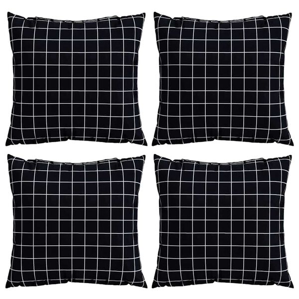 vidaXL Streupillows 4 pcs Schwarz kariert 50 x 50 cm Polyesterstoff