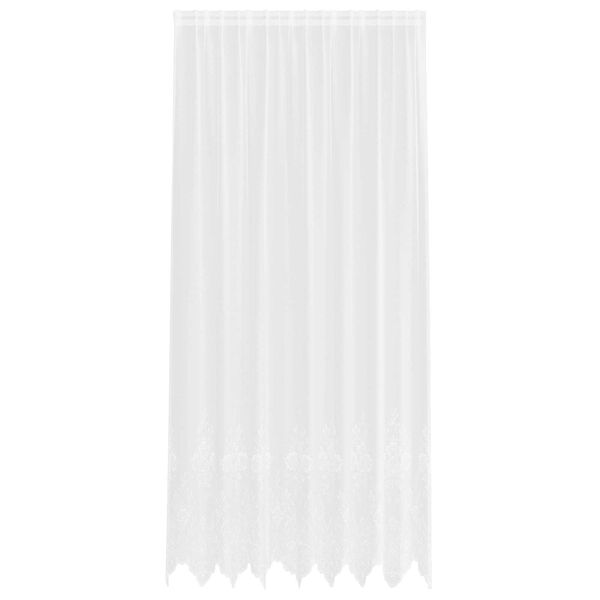 vidaXL Spitzenvorhang mit Vorh&auml;ngen Floral Wei&szlig; 260x200cm Polyester