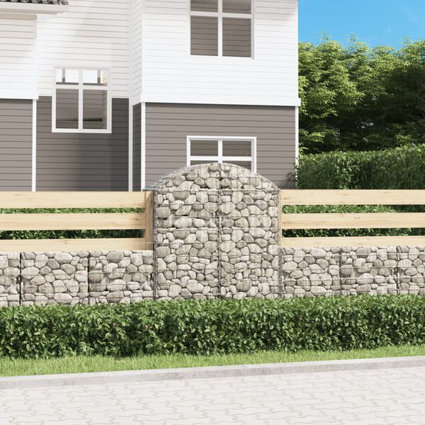 vidaXL Gabione mit Hochbogen 100x50x120/140 cm Verzinktes Eisen