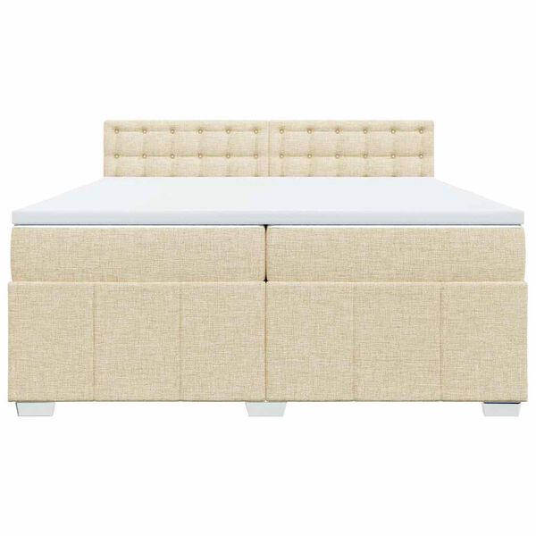 vidaXL Boxspringbett mit Matratze Creme 200x200 cm Stoff