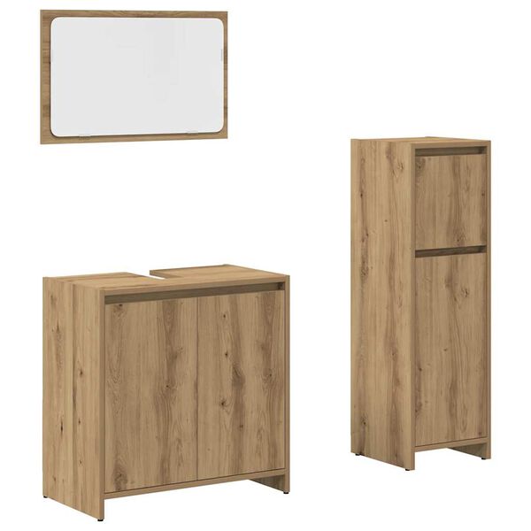 vidaXL 3-tlg. Badm&ouml;bel-Set Artisan-Eiche Holzwerkstoff