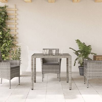 vidaXL Gartentisch Grau 90x90x75 cm Poly Rattan