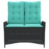 vidaXL Gartenbank Verstellbar mit Kissen Schwarz Poly Rattan