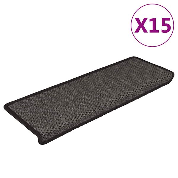 vidaXL Treppenmatten Selbstklebend Sisal 15 Stk. 65x21x4 cm Anthrazit