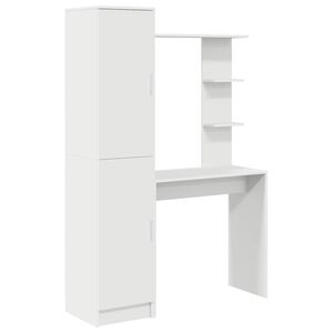 vidaXL Schreibtisch mit Regal mit Speicher mit T&uuml;r 2 Stk. Wei&szlig;