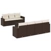 vidaXL 8-tlg. Garten-Sofagarnitur mit Kissen Braun Poly Rattan