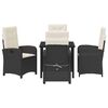 vidaXL Garten Essgruppe mit Kissen 5 pcs Schwarz Poly-Rattan
