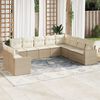 vidaXL 10-tlg. Garten-Sofagarnitur mit Kissen Beige Poly Rattan