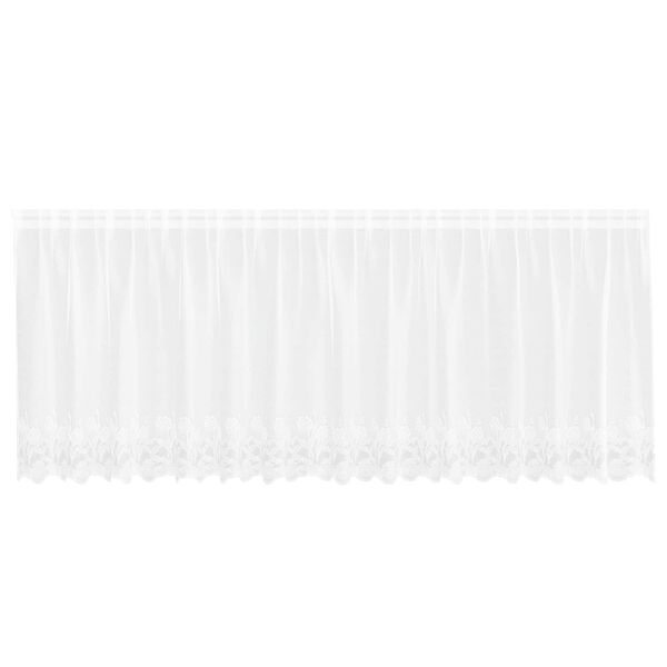 vidaXL Spitzenvorhang mit Vorh&auml;ngen Floral Wei&szlig; 100 x 400 cm Polyester