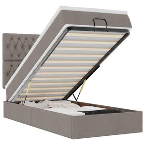 vidaXL Ottoman-Bett mit Matratze & LEDs Taupe 90x190 cm Stoff