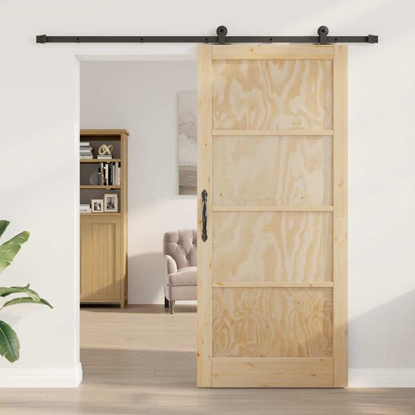 vidaXL Schiebet&uuml;r ORKDAL Braun 93 x 211 cm Massives Kiefernholz