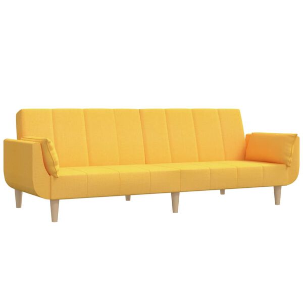 vidaXL Schlafsofa 2-Sitzer mit 2 Kissen Gelb Stoff