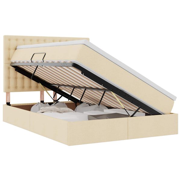 vidaXL Aufbewahrungsbett mit Matratze Creme 140 x 200 cm Polyester