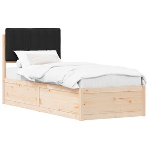 vidaXL Bettgestell mit gepolstertem Kopfteil Schwarz 75 x 190 cm