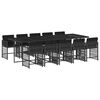 vidaXL 11-tlg. Garten-Essgruppe mit Kissen Schwarz Poly Rattan