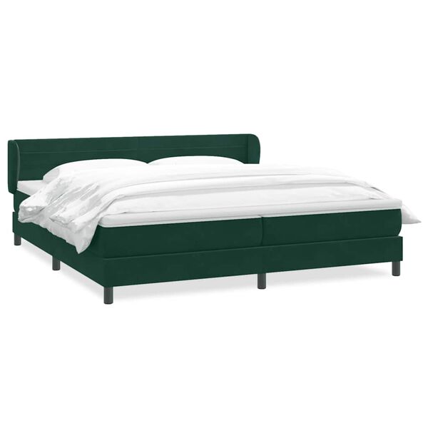 vidaXL Boxspringbett mit Matratzen Dunkelgr&uuml;n 180x210 cm Samt