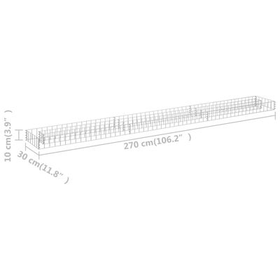 vidaXL Gabionen-Hochbeet Verzinkter Stahl 270x30x10 cm