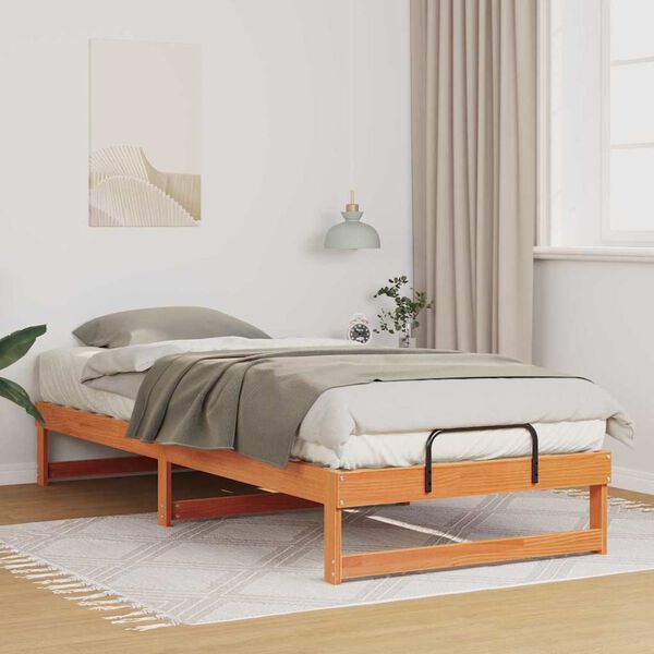 vidaXL Bettrahmen Braun 90 x 220 cm Massives Kiefernholz