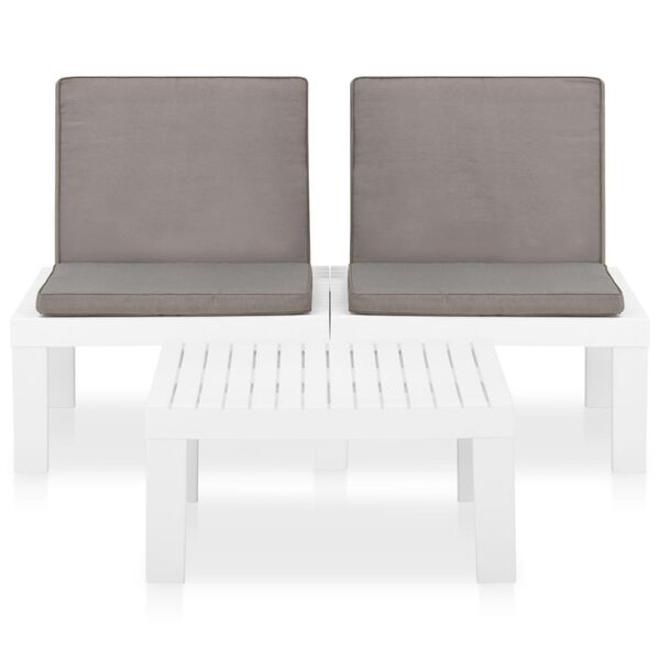 vidaXL 2-tlg. Garten-Lounge-Set mit Auflagen Kunststoff Weiß