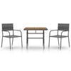 vidaXL 3-tlg. Garten-Essgruppe Poly Rattan Grau