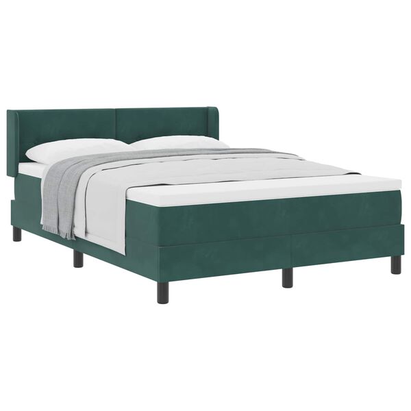 vidaXL Boxspringbett mit Matratze Dunkelgr&uuml;n 200 x 140 cm Samt