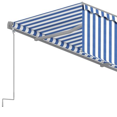 vidaXL Markise Manuell Einziehbar mit Rollo 4,5x3 m Blau und Weiß