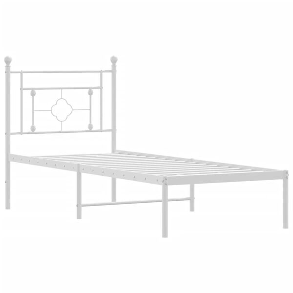 vidaXL Metallbett ohne Matratze mit Kopfteil Wei&szlig; 75x190 cm