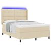 vidaXL LED Boxspringbett mit Matratze Creme 160 x 200 cm Stoff